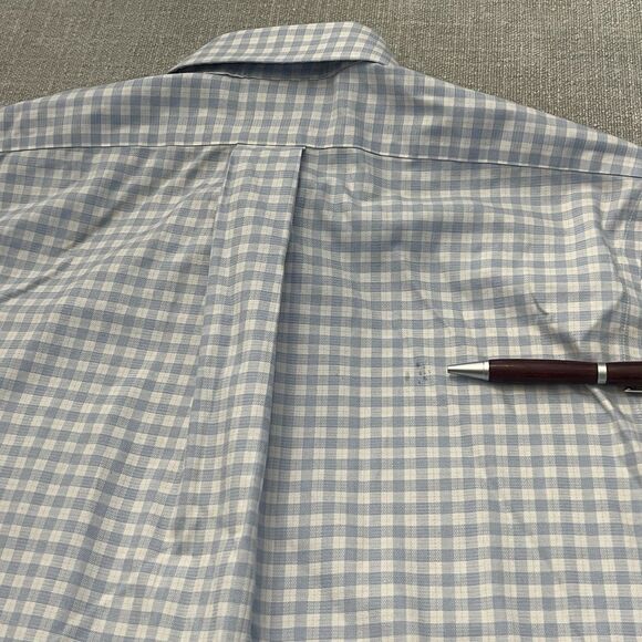 Brooks Brothers Dress Shirt 15 32 Non Iron Blue White Check Button Down Cotton - Picture 5 of 6